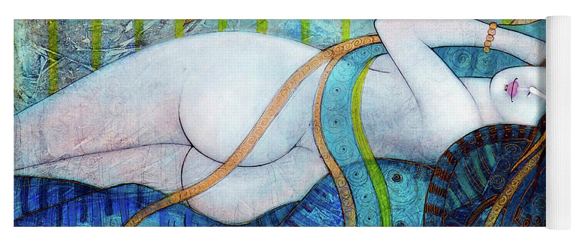 Albena Yoga Mat featuring the painting Blue Dreams by Albena Vatcheva