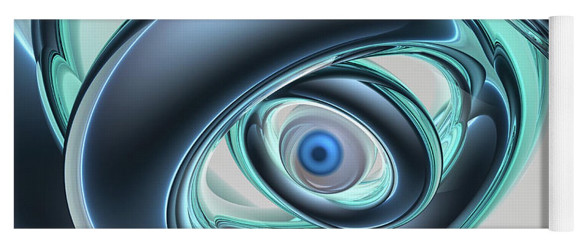 Digital Art Yoga Mat featuring the digital art Blue Eyes of A Machine by Phil Perkins