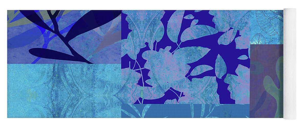 Blue Garden Yoga Mat featuring the mixed media Blue Garden Quilt by Nancy Merkle