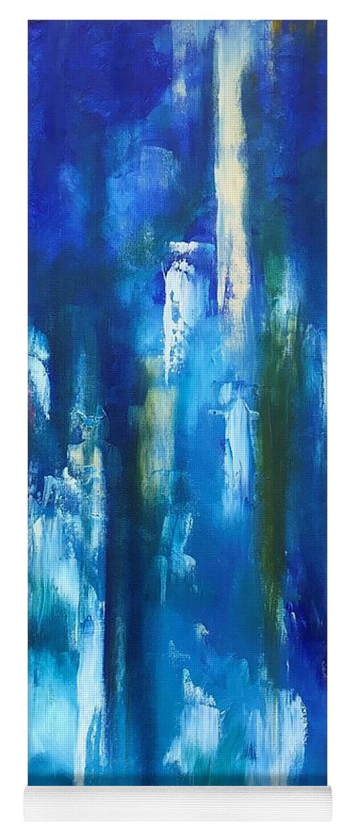 Abstract Art Yoga Mat featuring the painting Blue Grotto - 24 X 30 Oil on Canvas by Hyacinth Paul by Hyacinth Paul