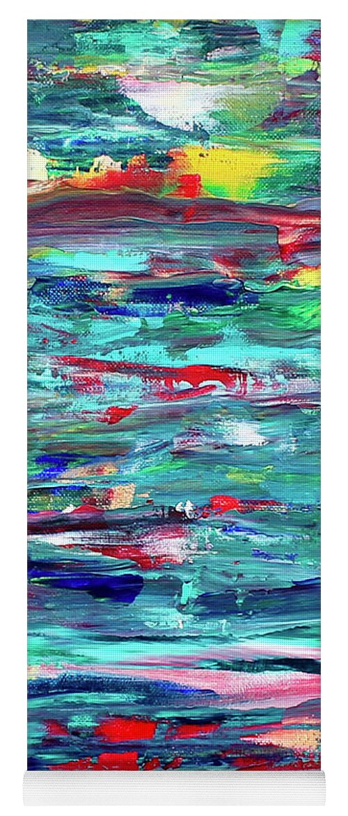 Abstract Yoga Mat featuring the painting Blue Horizon by Teresa Moerer