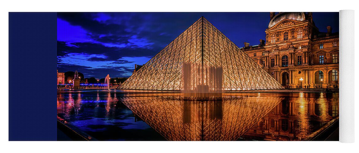 Blue Hour Yoga Mat featuring the photograph Blue Hour at the Louvre by Kevin McClish