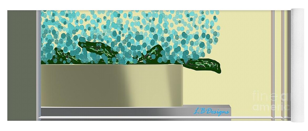 “arts And Design”; “gallery”; “four Images”; “blue”; “musical”; “red White And Blue”; “rwb”; ; “vacation”; Summer; “early Autumn” Yoga Mat featuring the digital art Blue Hydrangeas by LBDesigns
