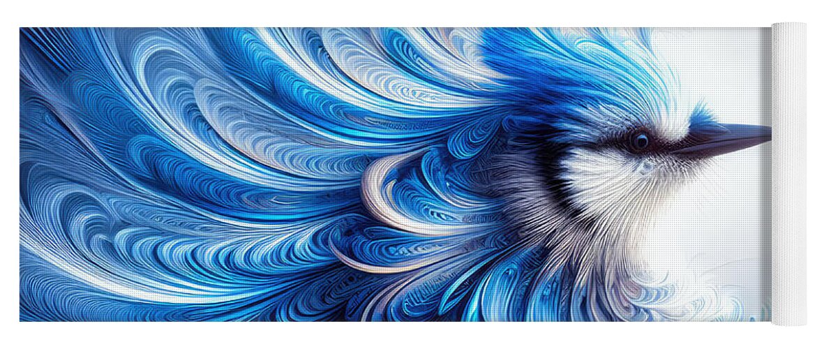 Blue Jay Yoga Mat featuring the photograph Blue Jay Fractal Symphony by Bill and Linda Tiepelman