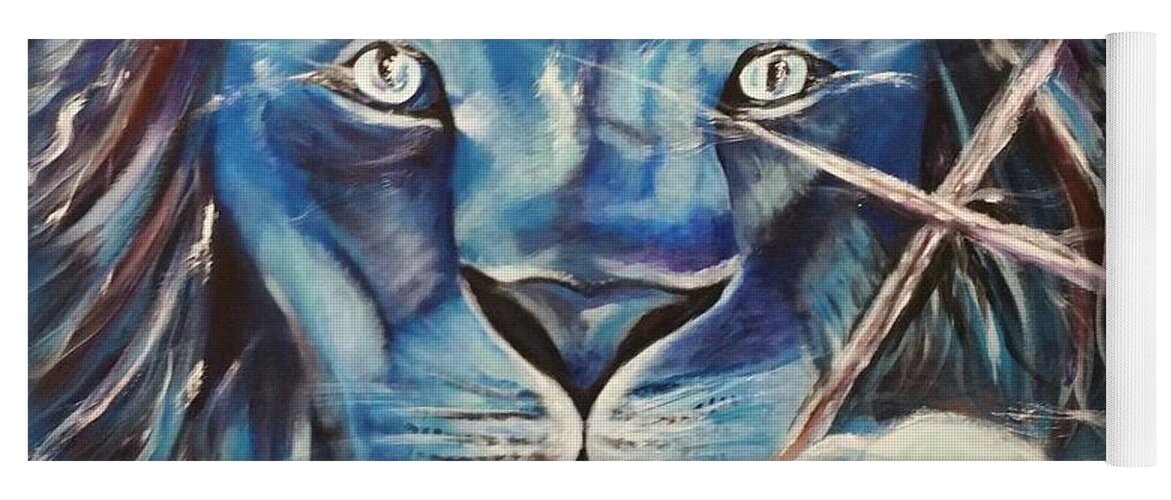  Yoga Mat featuring the painting Blue Lion And The Lamb by Brenda Kay Deyo