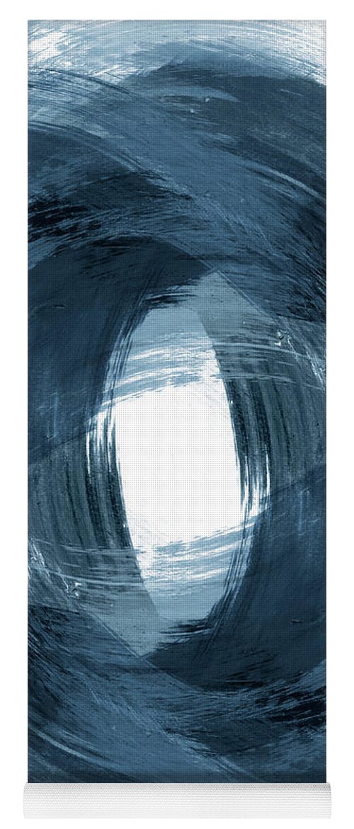 Classic Blue Yoga Mat featuring the painting Blue Modern Abstract Brushstroke Painting Vortex by Janine Aykens