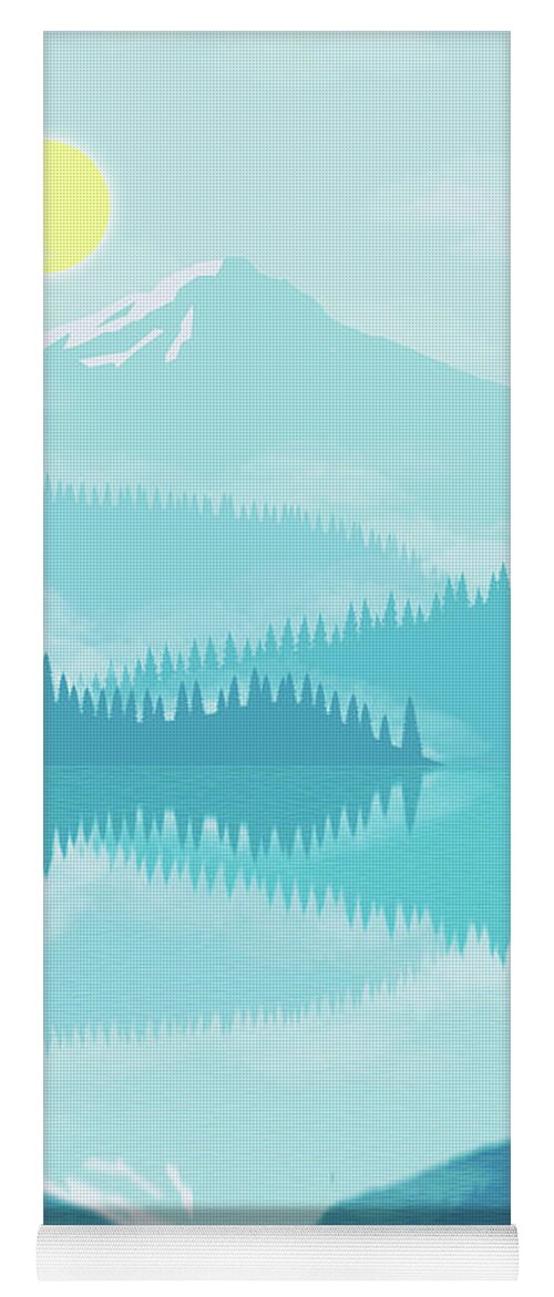 Blue Yoga Mat featuring the digital art Blue Mountain and Lake by Sambel Pedes
