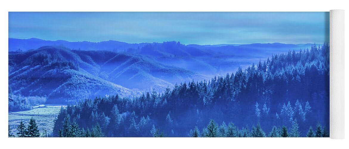 Oregon Yoga Mat featuring the photograph Blue Mountains by Sally Bauer