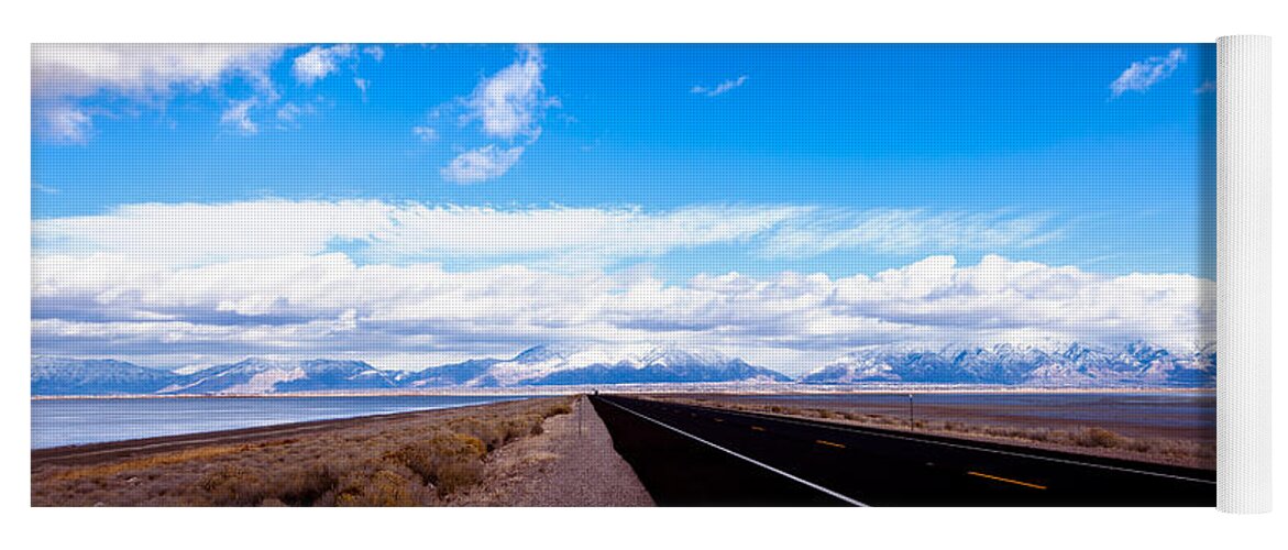 Utah Yoga Mat featuring the photograph Blue Sky Black Road by Mark Gomez