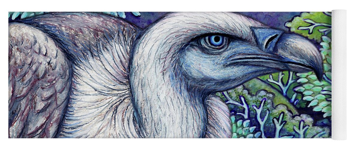 Vulture Yoga Mat featuring the painting Blue Vulture Moon by Amy E Fraser