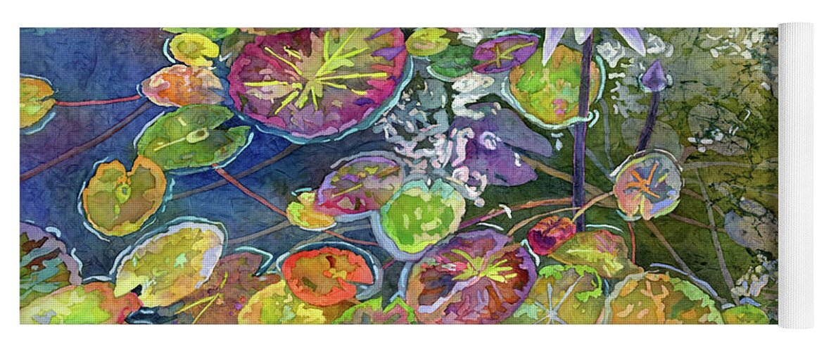Blue Water Lily Yoga Mat featuring the painting Blue Water Lily - Nymphaea Blooming by Hailey E Herrera