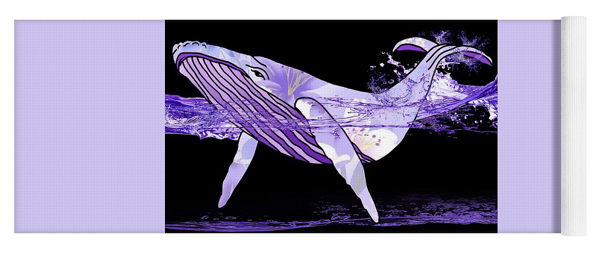 Purple Yoga Mat featuring the mixed media Blue Whale's Beauty by Kelly Mills