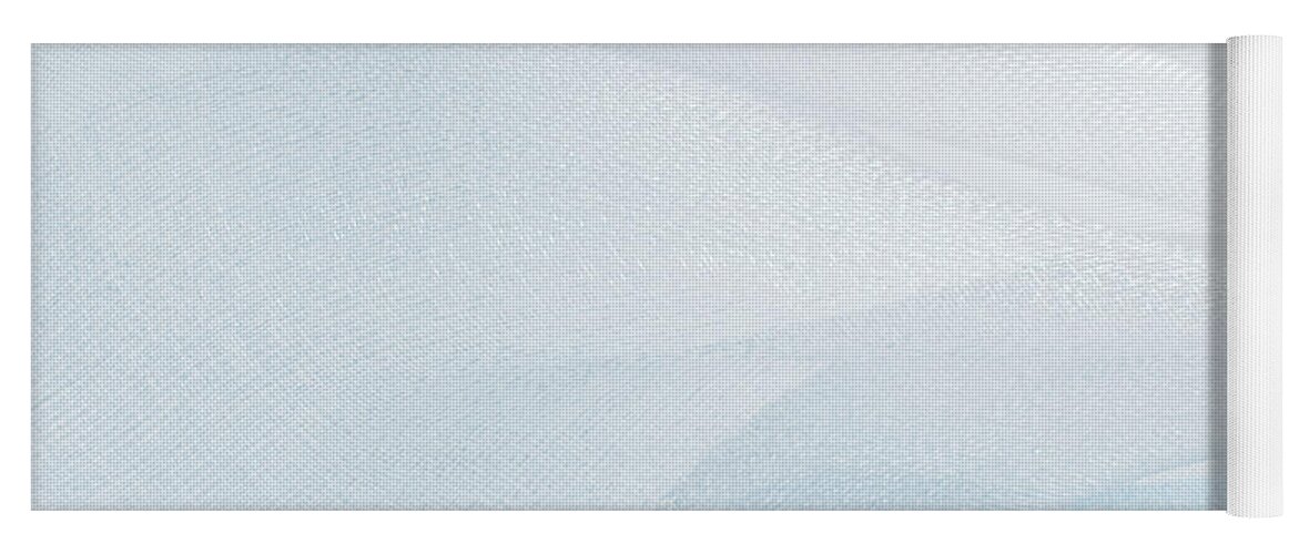Abstract Yoga Mat featuring the pyrography Blue White Macro Organza Fabric by Severija Kirilovaite
