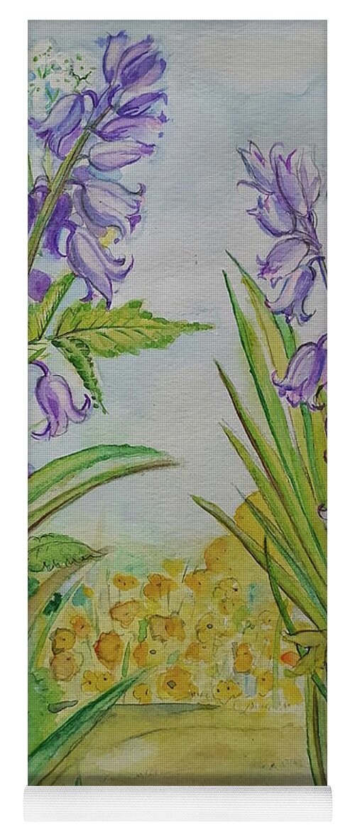 Bluebells Yoga Mat featuring the drawing Bluebells by Carolina Prieto Moreno