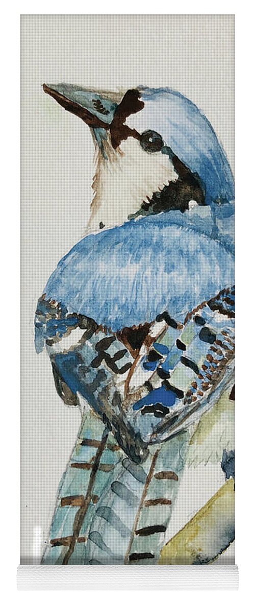 Bird Yoga Mat featuring the painting Bluejay on Branch by Christine Lathrop
