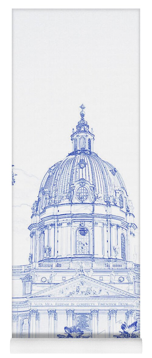 Blueprint Drawing - Karlskirche Yoga Mat featuring the painting Blueprint Drawing - Karlskirche, Vienna, Austria by Celestial Images