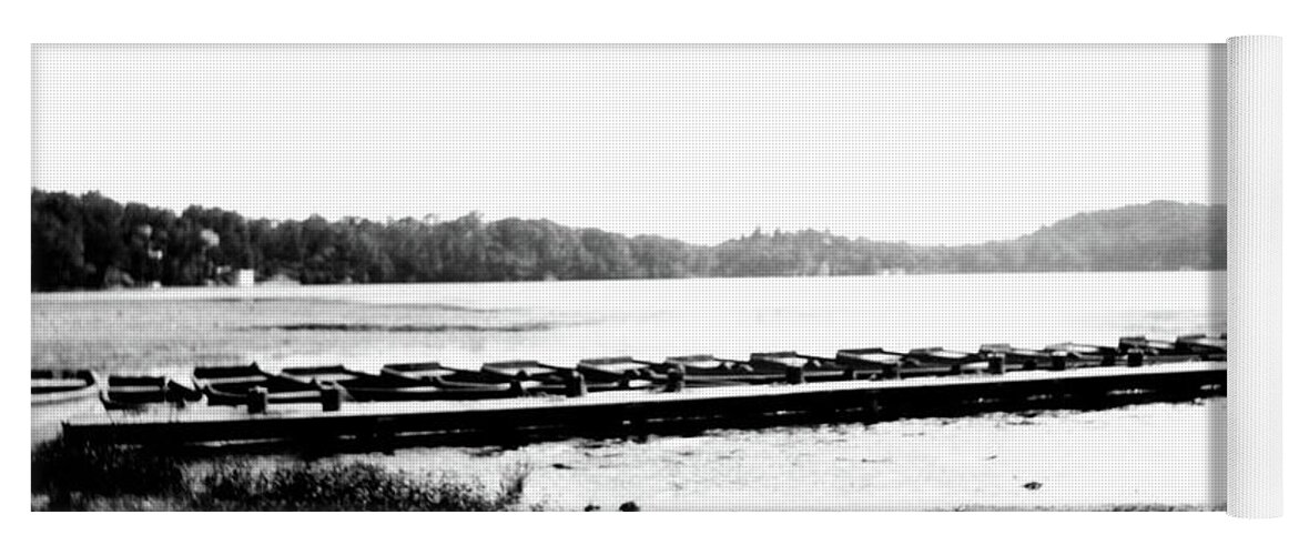 Boats Yoga Mat featuring the photograph Boats docked on Fox River Wisconsin 1920s by Sad Hill - Bizarre Los Angeles Archive