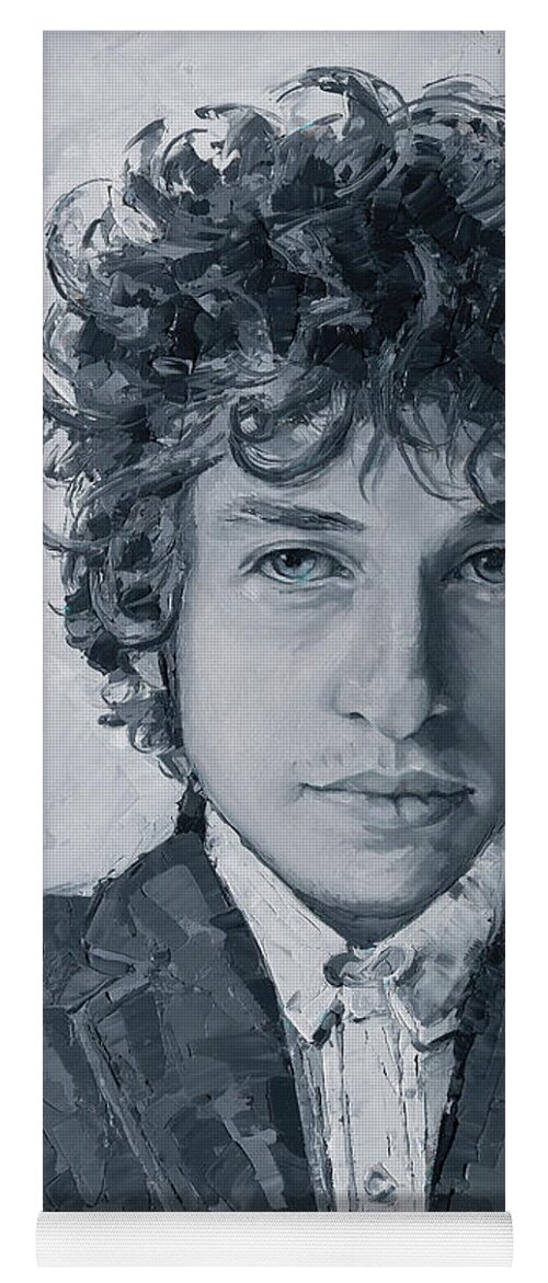 Dylan Yoga Mat featuring the painting Bob Dylan, 2020 by PJ Kirk