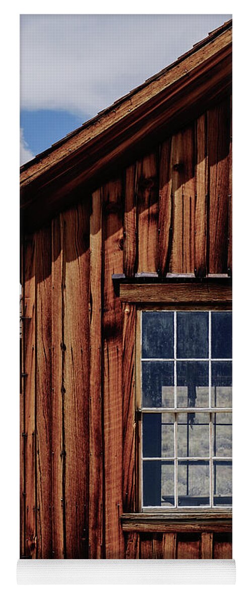 Bodie State Historic Park Yoga Mat featuring the photograph Bodie Window With Sky by Brett Harvey