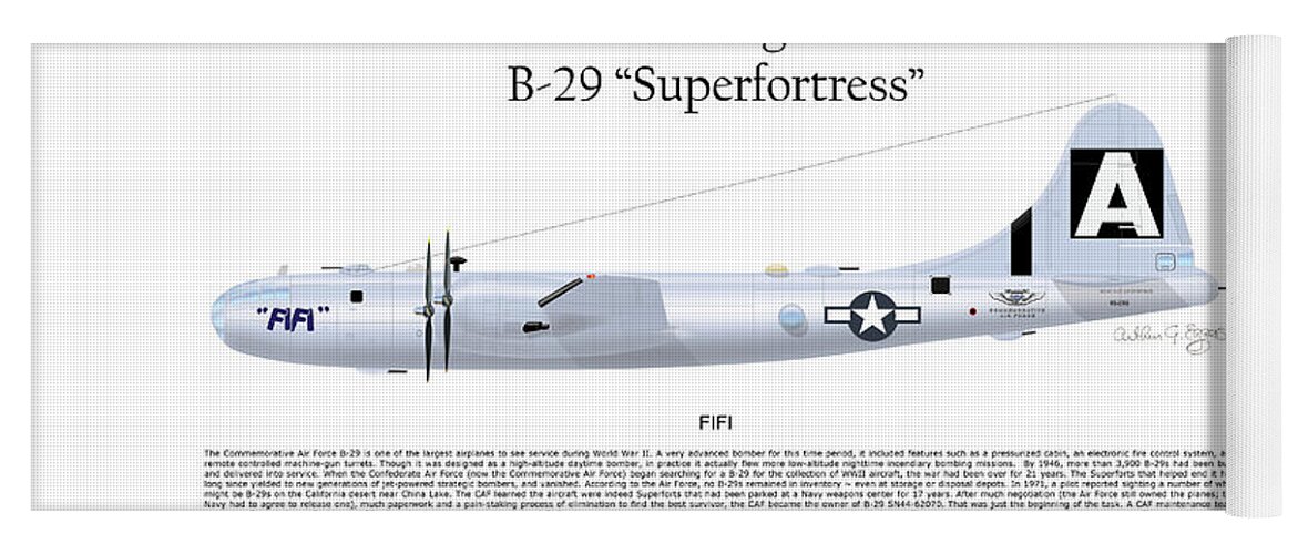 Boeing Yoga Mat featuring the digital art Boeing B-29 Superfortress FIFI by Arthur Eggers