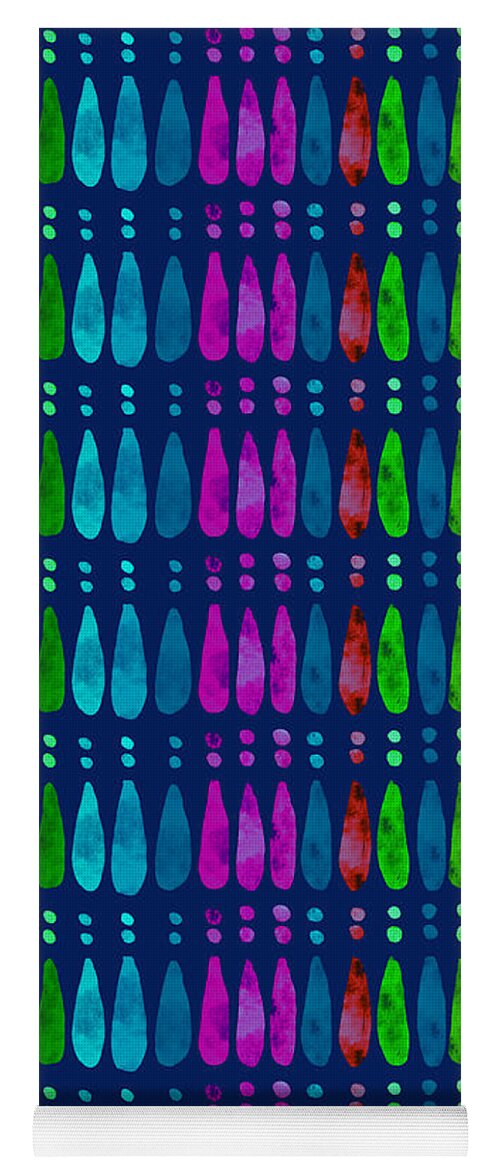 Boho Yoga Mat featuring the painting Boho Stripes - Jewel Tones by Marcy Brennan
