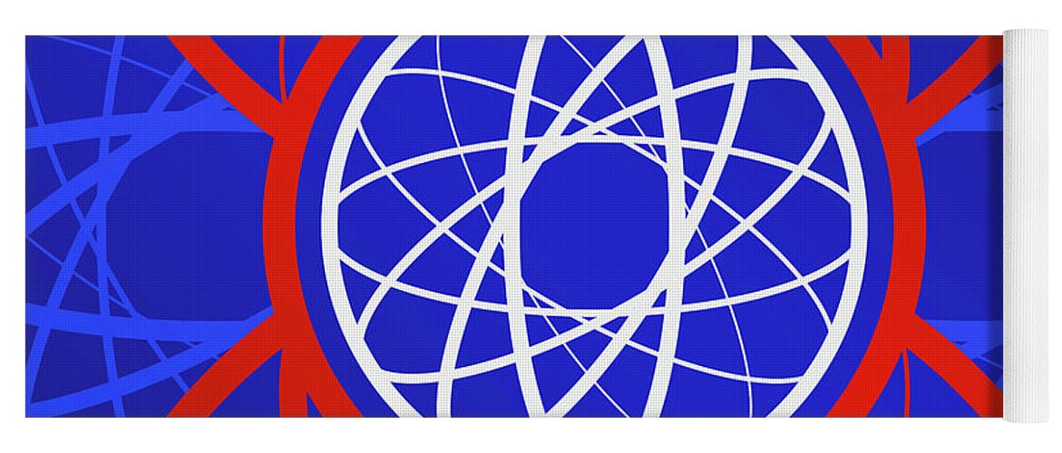 Abstract Yoga Mat featuring the mixed media Bold Primary Geometric Glyph Art in Red White and Blue n.0129 by Holy Rock Design