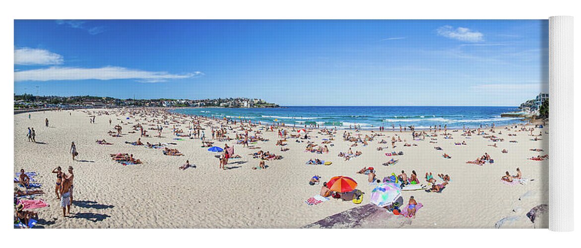 Bondi Beach Panorama Yoga Mat featuring the photograph Bondi Vibe by Az Jackson