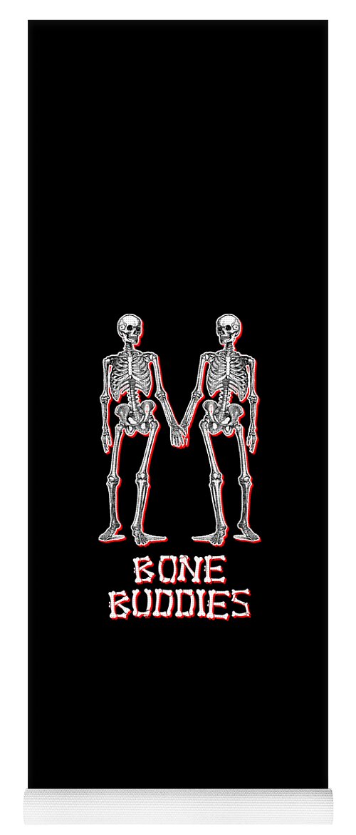 Halloween Yoga Mat featuring the digital art Bone Buddies Funny Skeleton by Flippin Sweet Gear