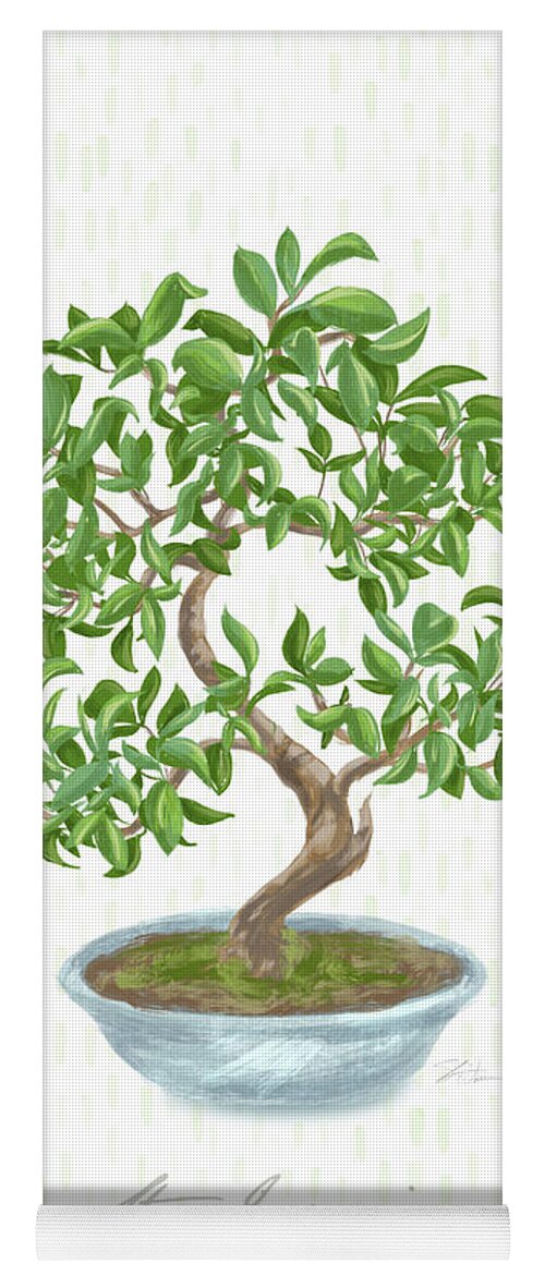 Bonsai Yoga Mat featuring the mixed media Bonsai Trees - Star Jasmine by Shari Warren