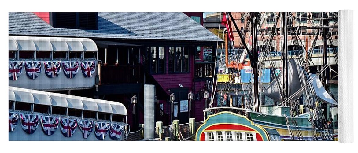 Boston Yoga Mat featuring the photograph Boston Harbor Daytime tea Party Museum by Frozen in Time Fine Art Photography