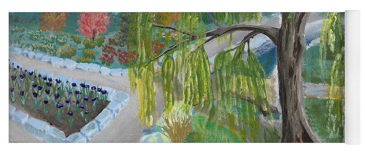 Willow Yoga Mat featuring the painting Botanical Garden by David Bigelow