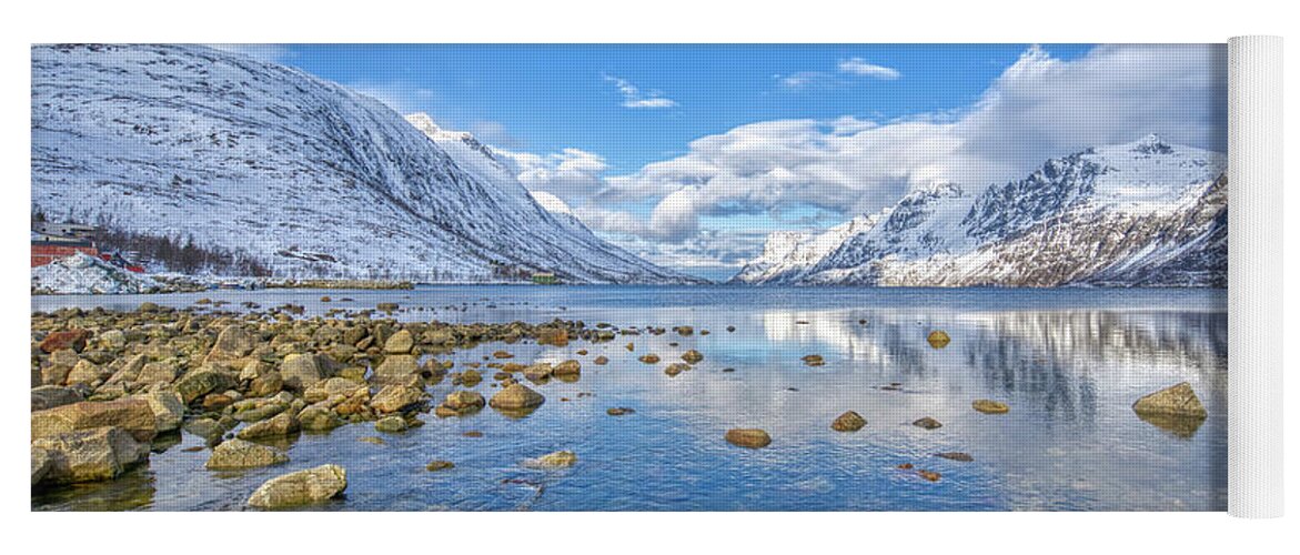 Reflection Yoga Mat featuring the photograph Boulders and a Fjord by Brian Kamprath