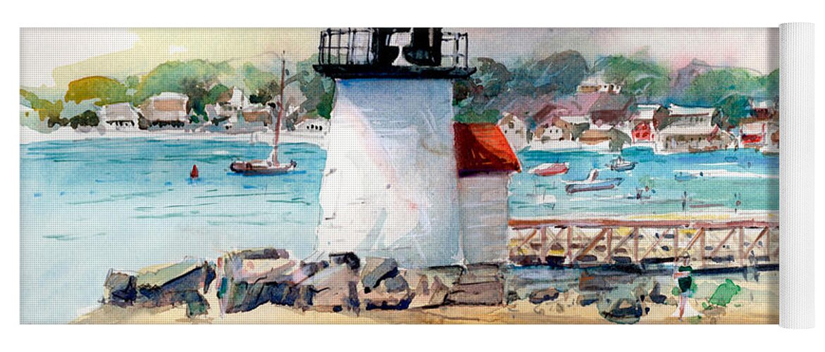 Nantucket Yoga Mat featuring the painting Brant Point Light by P Anthony Visco