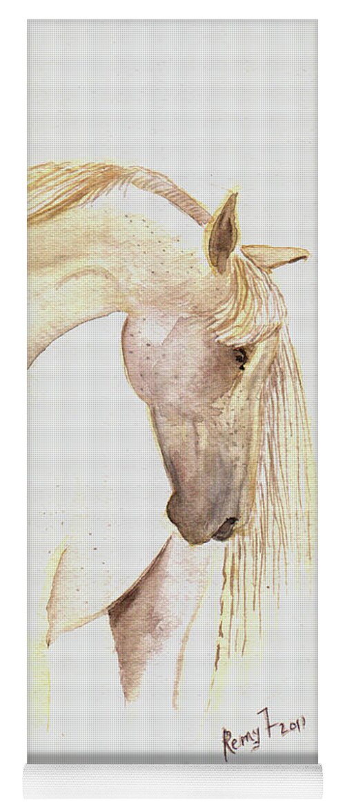 Watercolor Horse Yoga Mat featuring the painting Brassy Beauty Horse by Remy Francis
