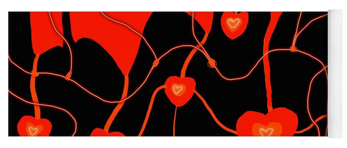 Neurographic Art Yoga Mat featuring the digital art Beating hearts by Elaine Hayward