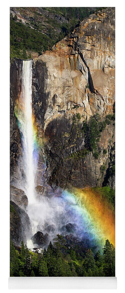 Yosemite Yoga Mat featuring the photograph Bridalveil Falls Rainbow by Gary Johnson