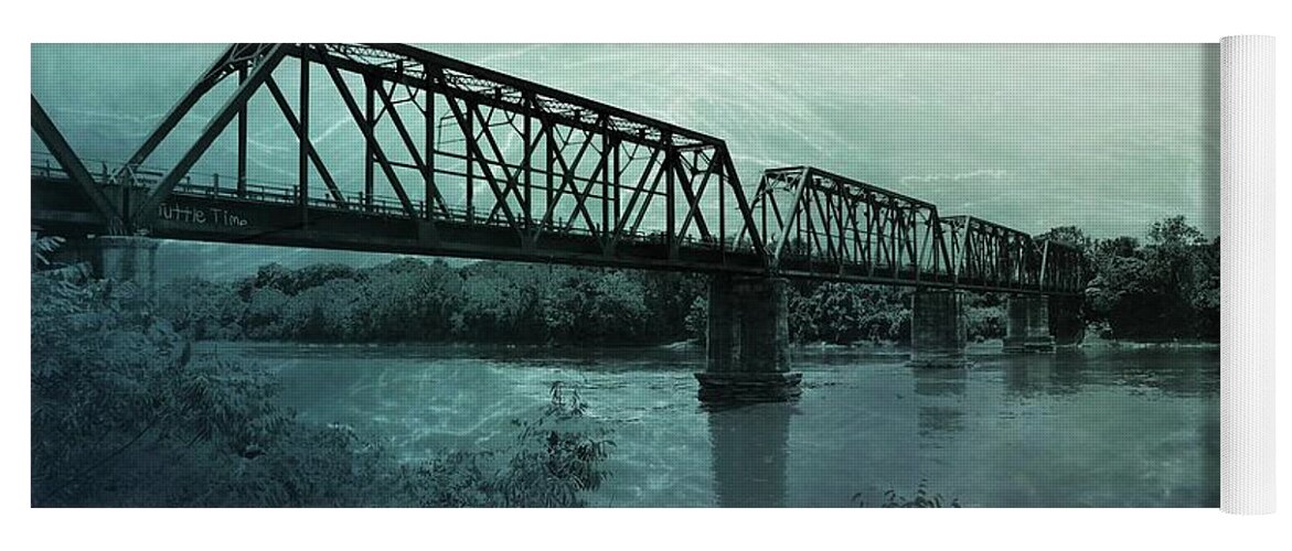 Historic Yoga Mat featuring the photograph Bridge in Blue by Pam Rendall