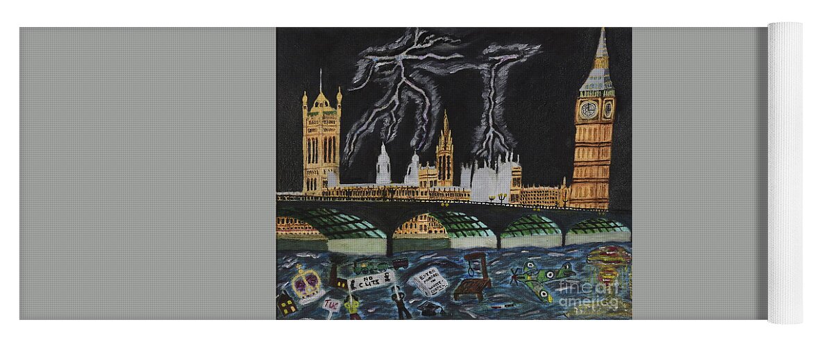 London Yoga Mat featuring the painting Bridge over Troubled waters by David Westwood