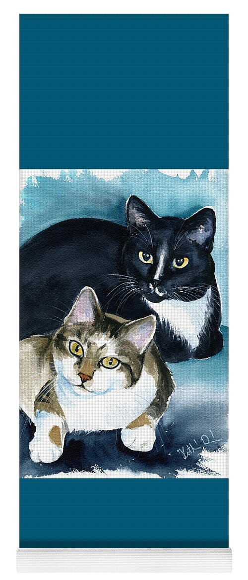Cat Yoga Mat featuring the painting Briggs and Stratton - Cat Painting by Dora Hathazi Mendes
