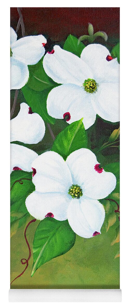 Flowers Yoga Mat featuring the painting Bright Dogwood Blossoms by Jimmie Bartlett