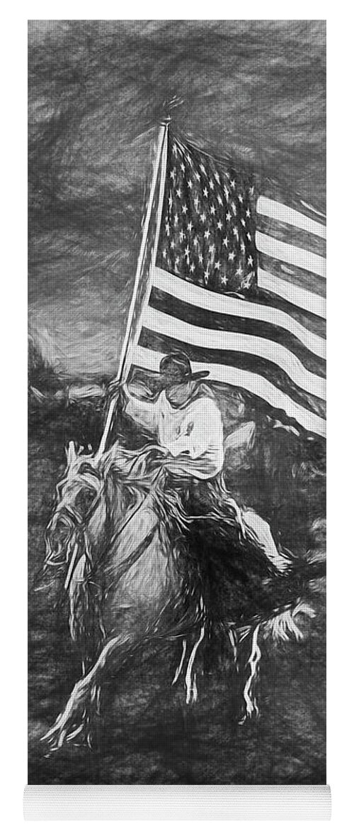 2010 Yoga Mat featuring the digital art Bring In Old Glory - Sketch by Bruce Bonnett