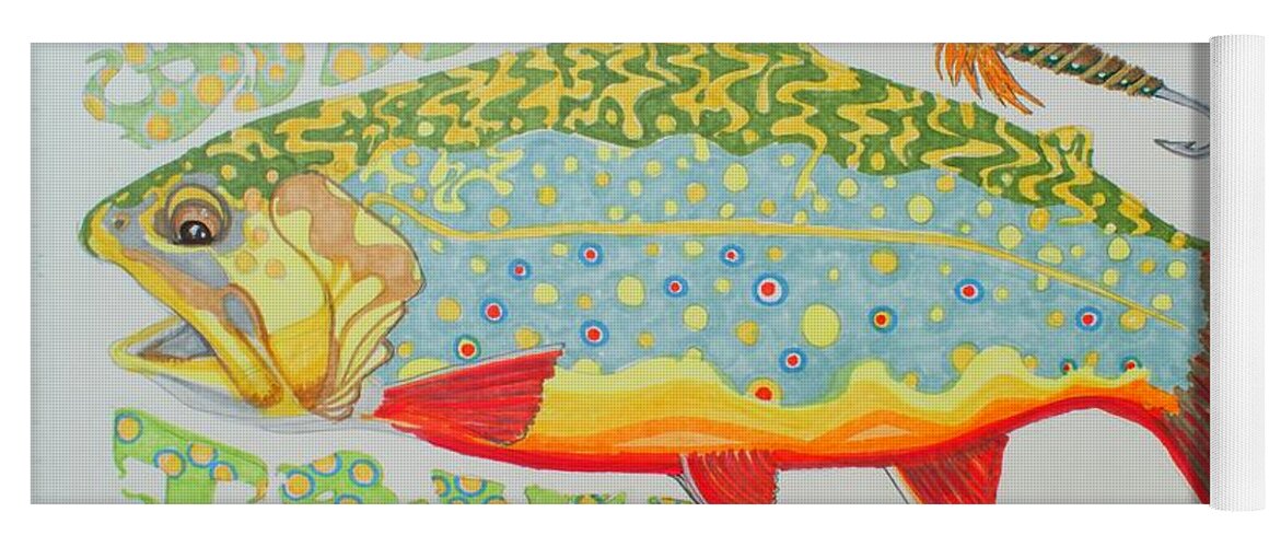 Brook Trout Yoga Mat featuring the painting Brookie by Dennis Osborne