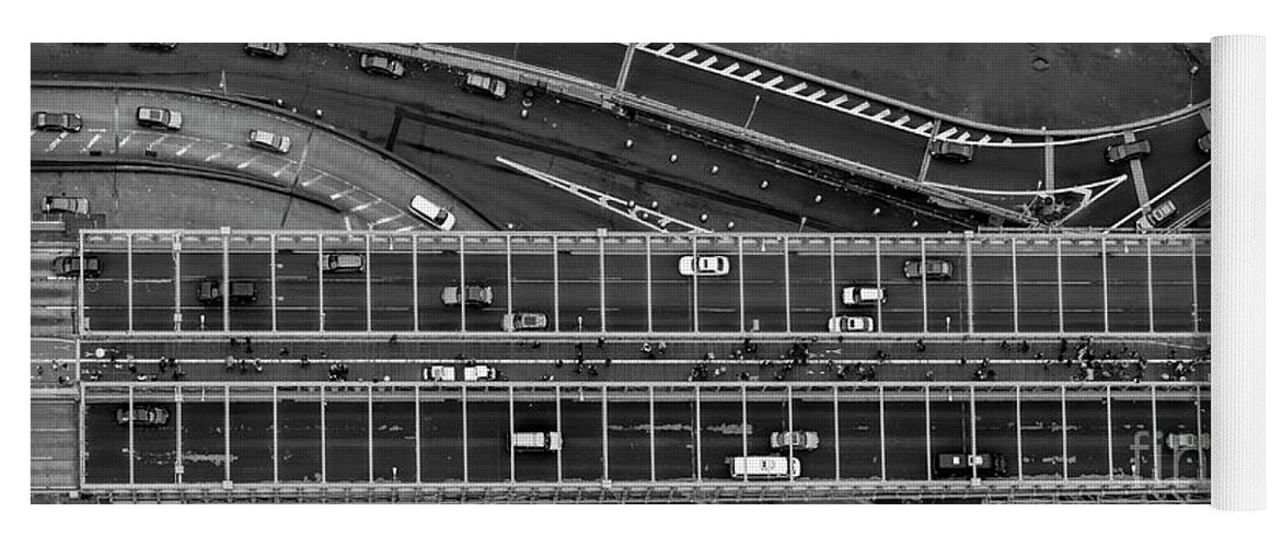 Brooklyn Bridge Yoga Mat featuring the photograph Brooklyn Bridge Vertical Aerial View by David Oppenheimer