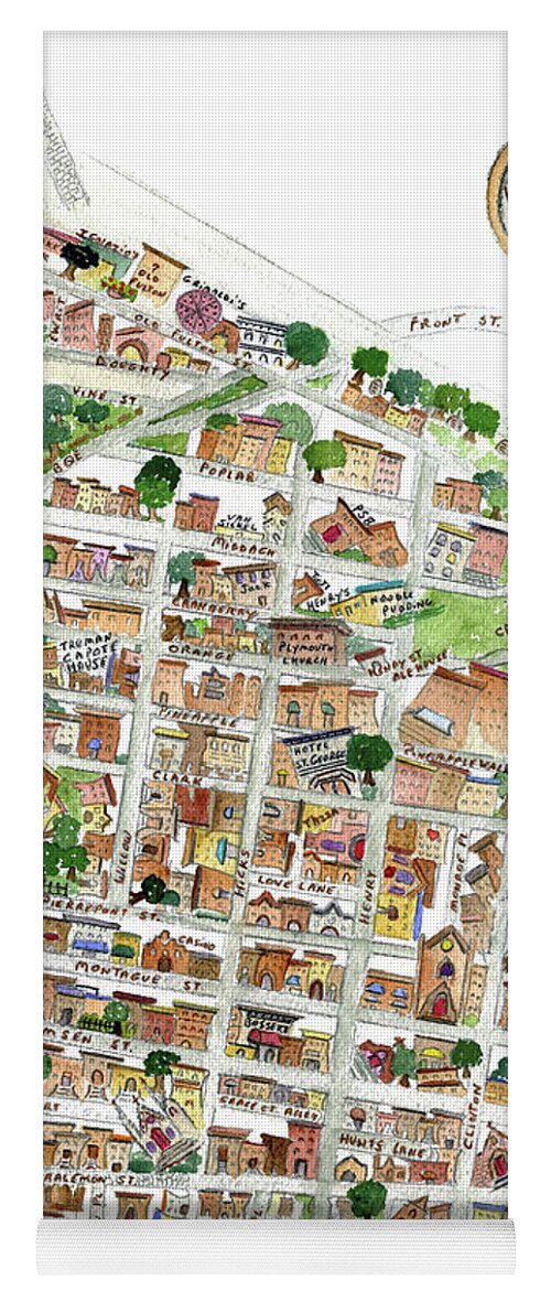 Brooklyn Heights Yoga Mat featuring the painting Brooklyn Heights Map by AFineLyne