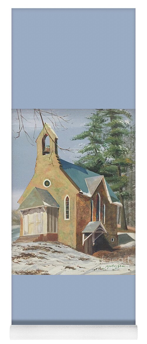 Chapel Yoga Mat featuring the painting Bucks County Chapel by Jacqueline Shuler