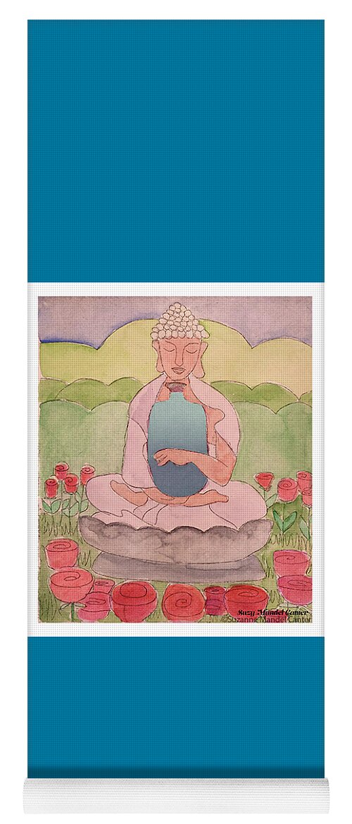 Suzymandelcanter Yoga Mat featuring the digital art Buddha with Water Vase by Suzy Mandel-Canter
