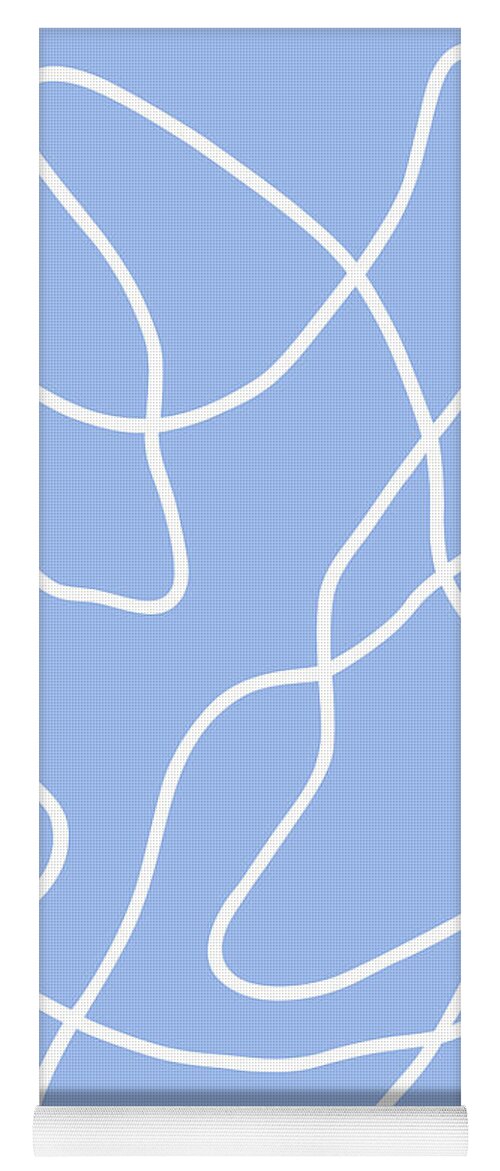 Nikita Coulombe Yoga Mat featuring the painting Buddha's Hand II white line on periwinkle background by Nikita Coulombe