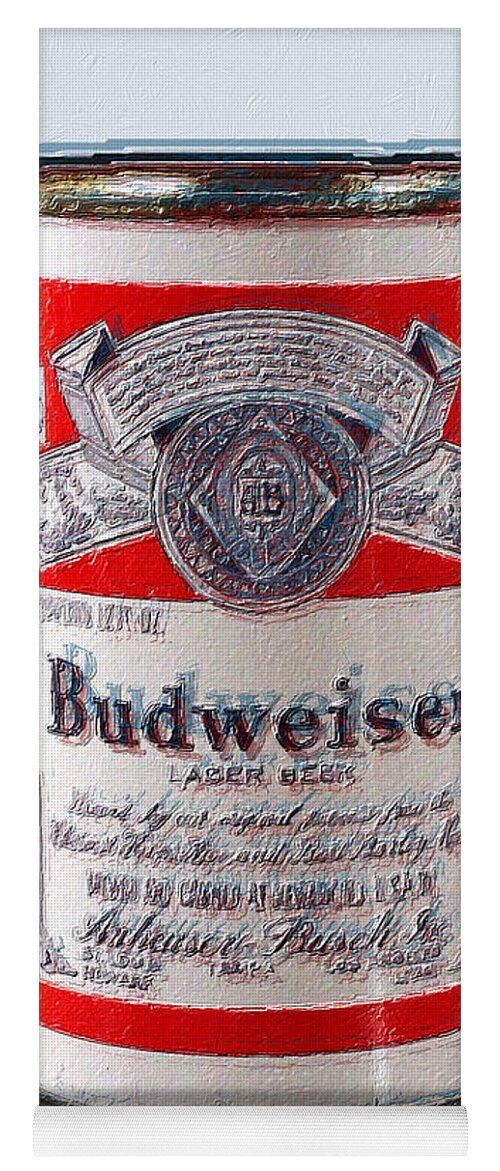 Purple Yoga Mat featuring the painting Budweiser Anheuser Busch Ode To Andy Warhol by Tony Rubino