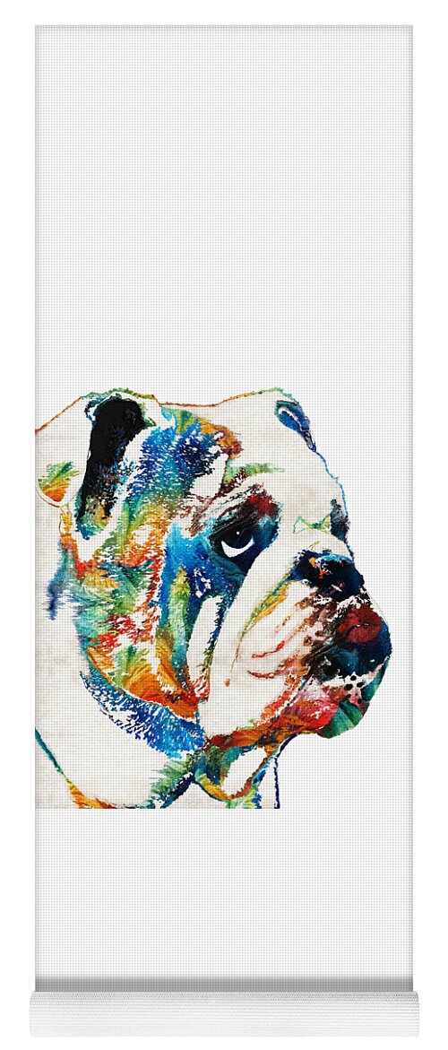 Dog Yoga Mat featuring the painting Bulldog Pop Art - How Bout A Kiss - By Sharon Cummings by Sharon Cummings