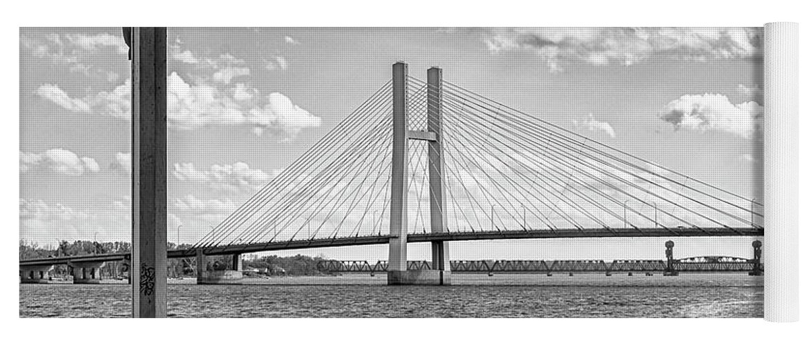 Bridge Yoga Mat featuring the photograph Burlington Bridge View From A Gazebo by Tony Locke